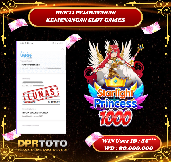 KEMENANGAN BESAR SLOT STARLIGHT PRINCESS 1000 Rp 80.000.000 - LUNAS
